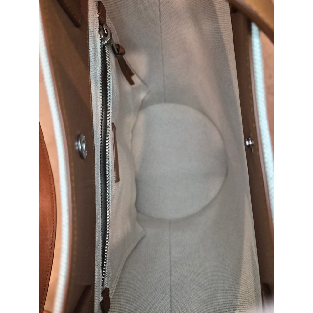 Saint‎ Laurent Rive Gauche Panier Canvas Bucket Tote Bag Brown 735728 FABJN - Picture 12 of 15